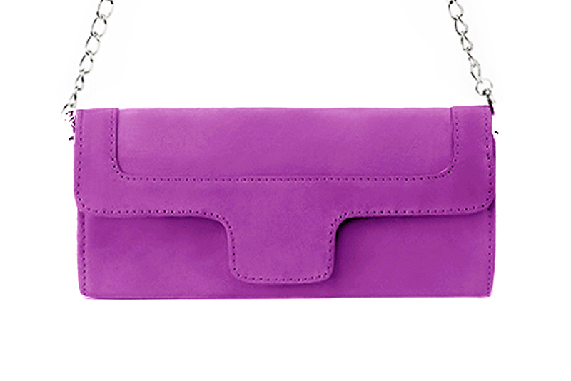 Dress clutch for wedding and parties in mauve purple leather - Profile view